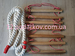 Дерев'яна дитяча мотузкові сходи (рожева) плюс Канат хб 26мм для шведської стінки