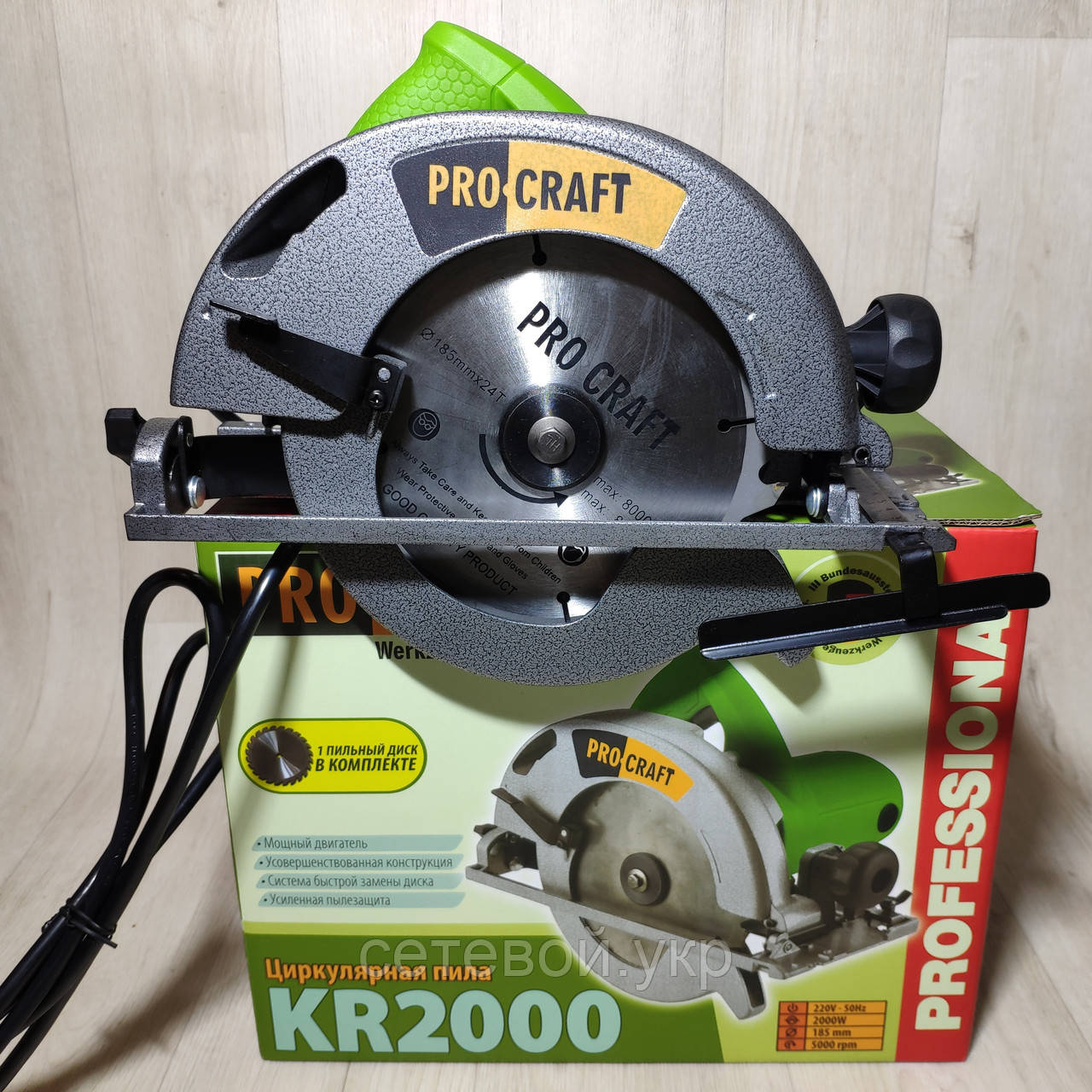 Пила дисковая Procraft KR2000 185 диск (с литой станиной)