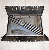 Мангал 3 мм на Вогник розкладний в валізу з чохлом і шампурами з дерев'яною ручкою 10 шт, фото 3