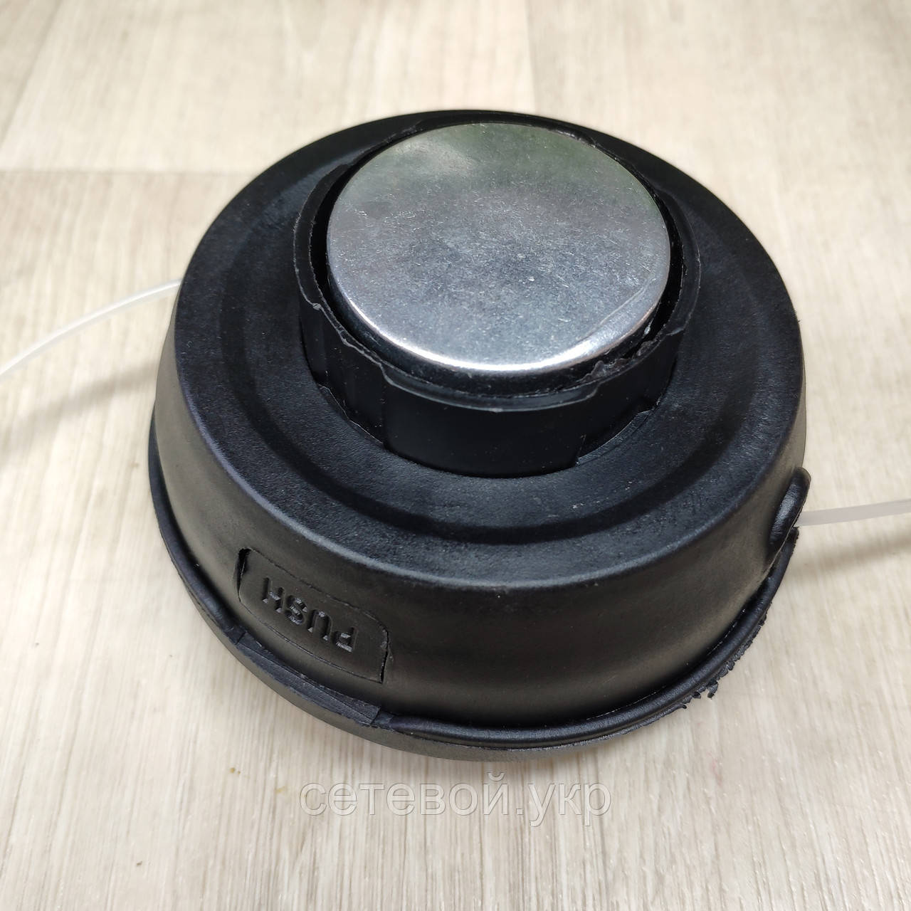 Бабіна для бензокоси з волосінню автомат з металевою кнопкою на підшипнику