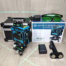 Рівень лазерний нівелір Kraissmann 12 3D-LL 25 зелений промінь на акумуляторі