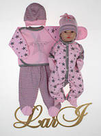 Набор для новорожденных "Звездопад" - 5 предметов, в роддом, на выписку (розовый)