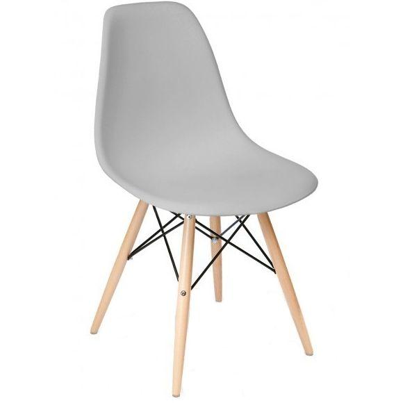 Стілець Тауер-Вуд пластикове сидіння сірого кольору з ніжками - дерево бук, фото 1