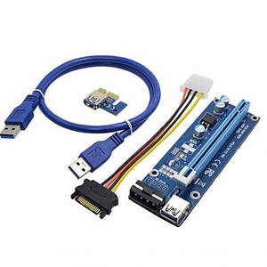 Райзер Riser PCI-Ex x1 to x16 Molex, 4-pin, Version 006, USB 0,6 м