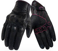 Жіночі шкіряні мото рукавички чорні Розмір XS