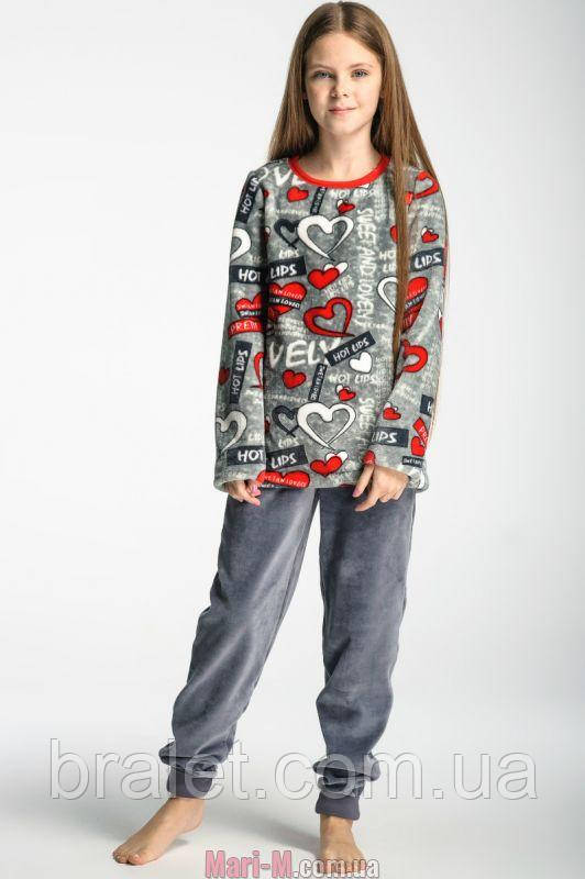 Пижама подростковая для девочки флис теплая плюшевая Wiktoria W 922 ...