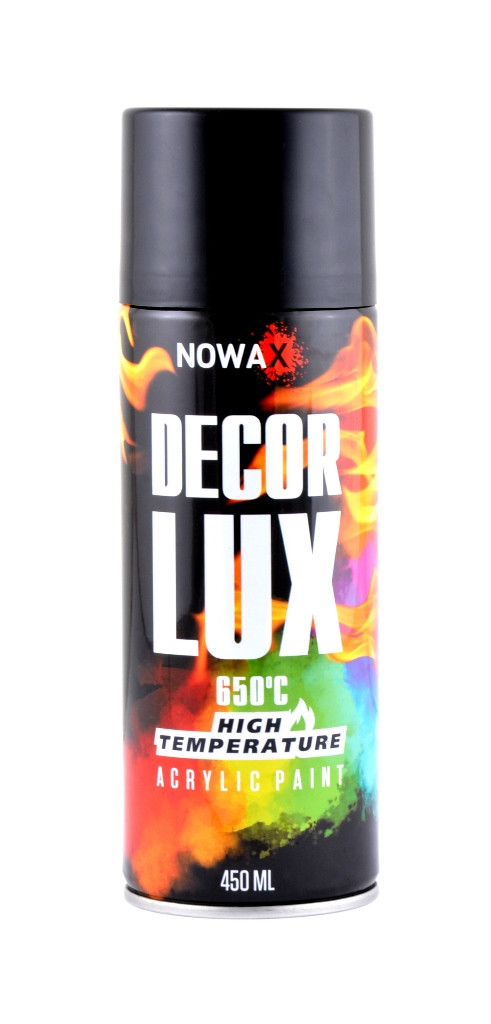 Краска термостойкая черная NOWAX Decor Lux 650°C (аэрозоль 450мл.) NX48037 - фото 1 - id-p354902241