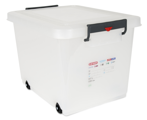 Прямокутний контейнер з поліпропілену з кришкою на коліщатках 53х39.6х37.8см/60л для зберігання Araven, фото 1