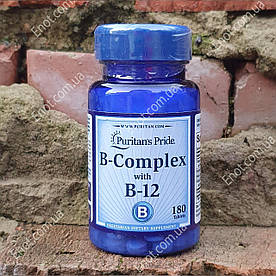 Комплекс Puritan's Pride B-Complex with B-12 180 таблеток (В-комплекс з В-12)