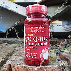 Puritan's Pride CO Q-10 & Cinnamon (з Корицею) 60 гелевих капсул