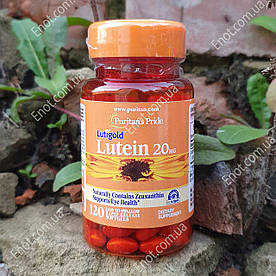 Вітаміни для очей Puritan's Pride Lutigold Lutein 20 мг with Zeaxanthin (Лютеїн+Зеаксантин) 120 гелевих капсул