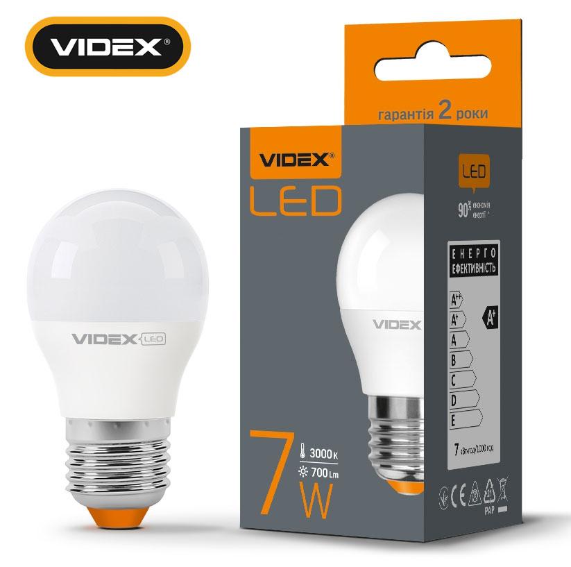 LED-лампа світлодіодна VIDEX G45e 7W E27 3000 K 220V, фото 1