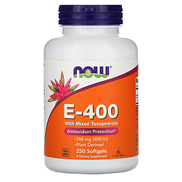 E-400 with Mixed Tocopherols 268 мг 400 IU Now Foods 250 капсул