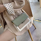 Жіноча класична сумка через плече крос-боді хакі зелена, фото 3