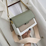 Жіноча класична сумка через плече крос-боді хакі зелена, фото 5