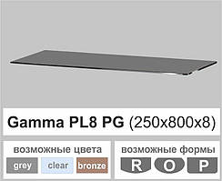 Полиця зі скла настінна навісна універсальна прямокутна Commus PL8 PG (250х800х8мм)