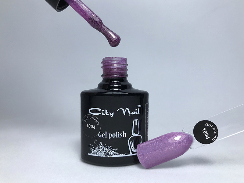 Гель-лак CityNail 1004 бузковий гель лак для нігтів з мерехтінням блискітками микроблеском шиммером глітером