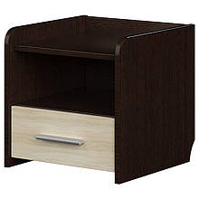 Тумба приліжкова у дитячу Т 1 з ламінованої ДСП Еверест Венге темний + Дуб молочний