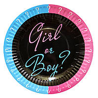 Тарелки 10 шт./уп. (18см.)в стиле "Baby Boy or Girl" baby shower Беби Шауэр Гендер пати (мальчик или девочка)