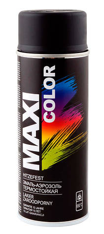 Краска аэрозольная термостойкая черная Maxi Color 800°С (MX0008) 400мл, фото 2