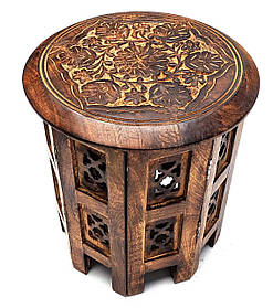 Круглий стіл різьблений з мангового дерева, Індія