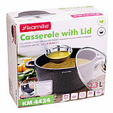 Каструля алюмінієва Kamille 2,3 л 20 х 8,5 см лита з антипригарним покриттям "Granite" з кришкою арт 4424, фото 2