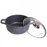 Каструля алюмінієва Kamille 2,3 л 20 х 8,5 см лита з антипригарним покриттям "Granite" з кришкою арт 4424, фото 3