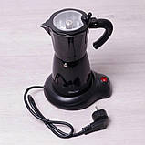Кавоварка Kamille гейзерна електрична 300 мл (6 порцій) з алюмінію Чорна Kamille КМ-2600, фото 6