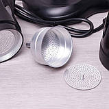 Кавоварка Kamille гейзерна електрична 300 мл (6 порцій) з алюмінію Чорна Kamille КМ-2600, фото 5