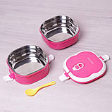 Ланчбокс подвійний Kamille на 1800 мл рожевий КМ-2113, фото 2