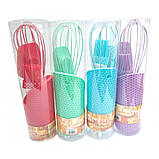 Силіконовий набір приладдя червоного А-Плюс 1956 (лопатка, віночок, пензель, килимок), фото 2