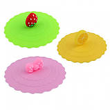 Силіконова кришка для кухля, чашки d-10,5 см блакитний жовтий Genes, фото 3