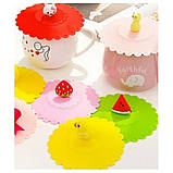 Силіконова кришка для кухля, чашки d-10,5 см блакитний жовтий Genes, фото 2