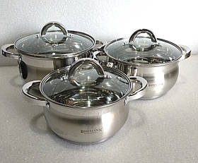 Набір каструль 3 шт. Bohmann BH-400 (6 предметів) - MegaLavka