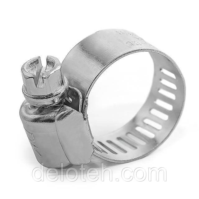 Хомут сталевий оцинкований 12,7 мм D 16-25 мм INTERTOOL TC-0116, фото 1