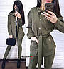 Костюм лосини висока талія й піджак із кишенями та поясом замш, фото 6