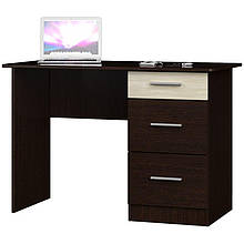 Стіл письмовий в дитячу, для кабінету, офісу з ЛДСП Школяр 4 Еверест, тумба права Венге темний + дуб молочний