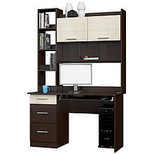 Стіл комп'ютерний в дитячу, для кабінету, офісу з ЛДСП Школяр 6 Еверест тумба ліва Венге темний + Дуб молочний