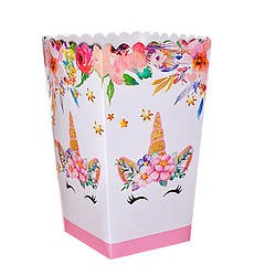 Коробочки для солодкого і попкорну "Єдиноріг", (5 шт.), висота 14 см., Україна