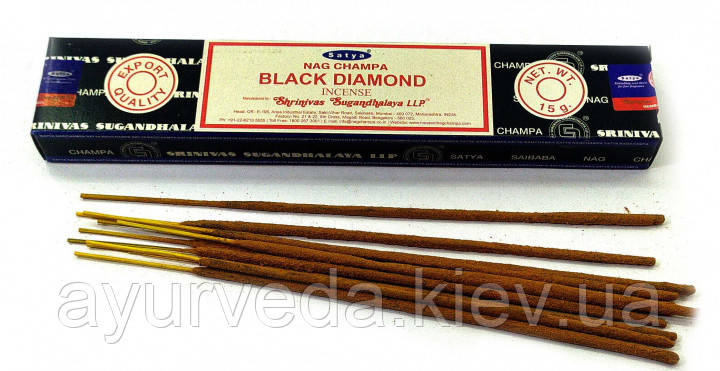 Пахощі масала Nag Champa Black Diamond, Чорний Діамант, Satya, Індія, Чорний Алмаз (15g)