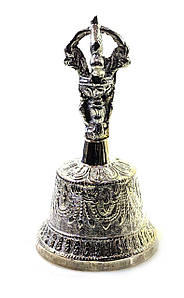 Тибетський дзвін бронзовий посріблений 11 см d-6 см (33903)