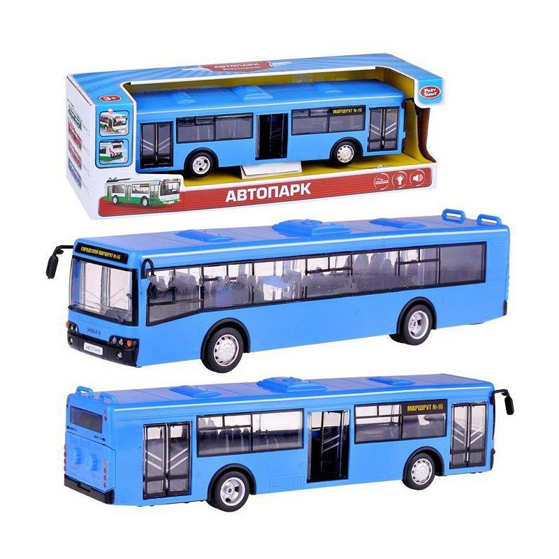Автобус синій інерційний зі світлом та звуком