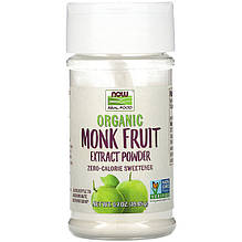 Підсолоджувач архіт NOW Foods "Organic Monk Fruit Extract Powder" з нульовою калорійністю, порошок (19,85 г)