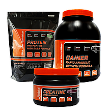 МАС-КОМПЛЕКТ: 2 кг HIGH GABA FORMULA ПРОТЕЇНУ + 3 кг RAPID ANABOLIC GAINER + MIX-BOTTLE