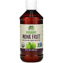 Рідкий підсолоджувач архіт NOW Foods "Organic Monk Fruit" з нульовою калорійністю (237 мл)