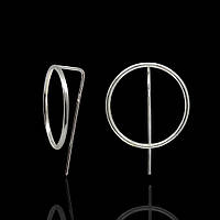 Срібні сережки Круг і Паличка діаметр 2.5 см