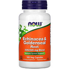 Ехінацея та жовтокорін NOW Foods "Echinacea & Goldenseal Root" 225/225 мг (100 капсул)