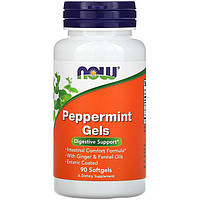 Перечная мята NOW Foods "Peppermint Gels" поддержка пищеварительной системы (90 гелевых капсул)
