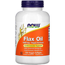 Лляна олива NOW Foods "Flax Oil" 1000 мг, здоров'я серцево-судинної системи (120 гелевих капсул)