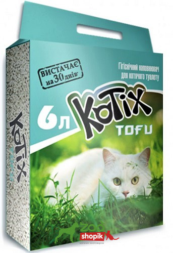 Kotix Tofu Classic (Котікс Тофу Класік) Соєвий наповнювач 6 л (2.6 кг), фото 1